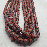 Vintage Venetian Style Chevron Glass Beads Strand - Multicolor 24 Inch
