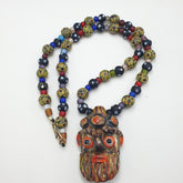 Vintage Venetian Style Mix Glass With Old Face Glass Pendant Necklace
