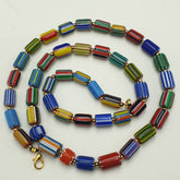 Vintage Venetian Style MultiColor Chevron Glass Beaded Necklace
