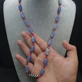 Vintage Venetian Style Feather Desgin Glass & Venetian Red WhiteHeart Glass Beads Necklace