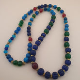 Vintage African Style Melon Shape MultiColor Beads Long Necklace