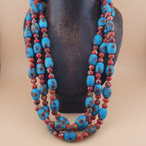 Vintage Venetian Style Floral & Red Eyes Glass Beads Necklace