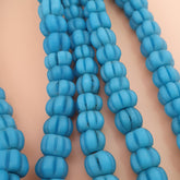 Vintage Turquoise Color Melon Shape African Glass Beads Long Strands