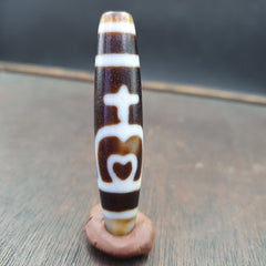 Tibetan Old Agate Dzi Bead " Unique Pattern " Amulet Pendant