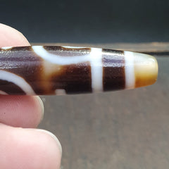 Tibetan Old Agate Dzi Bead " Unique Pattern " Amulet Pendant