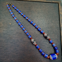 Vintage Six Layers Chevron Venetian Style Blue Chevron Beads Necklace BCN-2