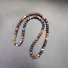 vintage Agate lucky Tibetan Himalayan 6mm Beads Necklace