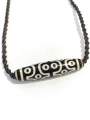 Vintage Old Tibetan 12 Eyes Agate stone Dzi Bead Amulet with 18" wax thread S1