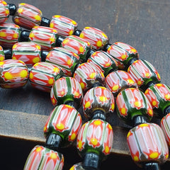 Vintage Very unique Pattern Glass Beads Necklace WDK-2
