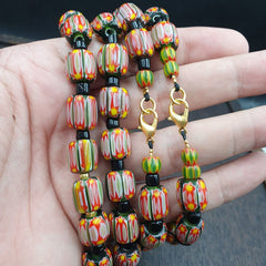 Vintage Very unique Pattern Glass Beads Necklace WDK-2