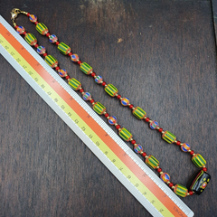 Venetian Style Chevron and White Heart Venetian Beads Glass Beads Necklace YCH-2