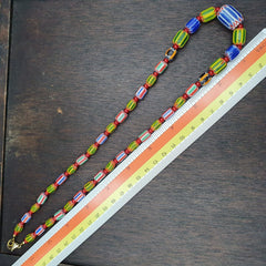 Venetian Style Chevron and White Heart Venetian Beads Glass Beads Necklace YCH-4