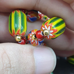 Venetian Style Chevron and White Heart Venetian Beads Glass Beads Necklace YCH-2