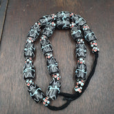 Vintage Black Gabri Eyes Skunk Thousand eyes Glass Beads Strand