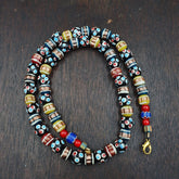 Vintage Fancy Floral Venetian Style Skunk Beads | African Style Necklace