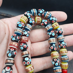 Vintage Fancy Floral Venetian Style Skunk Beads | African Style Necklace