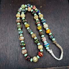 VINTAGE Murano MILLEFIORI Style Melon Glass beads Strand 24" 13mm