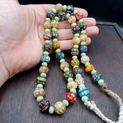 VINTAGE Murano MILLEFIORI Style Melon Glass beads Strand 24" 13mm