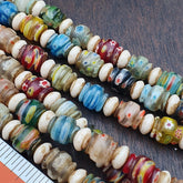 VINTAGE Murano MILLEFIORI Style Melon Glass beads Strand 24" 9mm