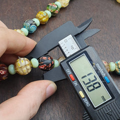 VINTAGE Murano MILLEFIORI Style Melon Glass beads Strand 24" 13mm