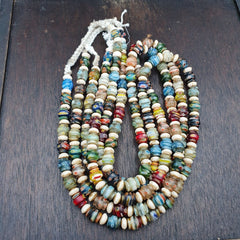 VINTAGE Murano MILLEFIORI Style Melon Glass beads Strand 24" 9mm