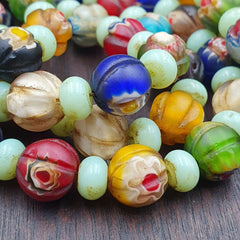 VINTAGE Murano MILLEFIORI Style Melon Glass beads Strand 24" 11.5mm