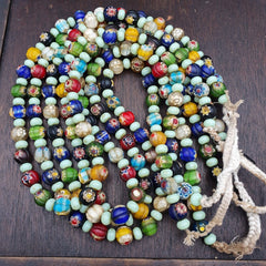 VINTAGE Murano MILLEFIORI Style Melon Glass beads Strand 24" 11.5mm