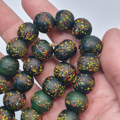 Vintage Trade Cobalt Green Candy Glass Beads Beaded Necklace CND-G1