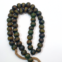 Vintage Trade Cobalt Green Candy Glass Beads Beaded Necklace CND-G1