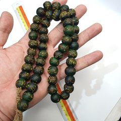 Vintage Trade Cobalt Green Candy Glass Beads Beaded Necklace CND-G1