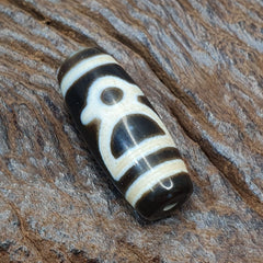 Vintage Old Tibetan 2 eyes in eye Dzi Bead Amulet circle Eyes