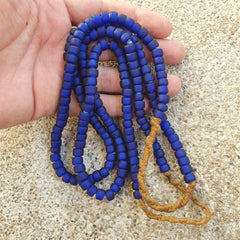 BEAUTIFUL OLD AFRICAN Cobalt blue GLASS ANTIQUE Style BEADS 7MM