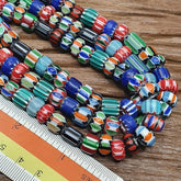 Lot 3 Vintage Venetian African Style Glass Chevron 6-10mm Beads Long Strand L2