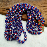 Venetian red Whiteheart and venetian Inspired Blue Skunk Glass Beads Necklace