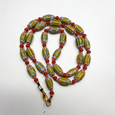 Vintage yellow Chevron whiteheart Trade beads Old African Beads Necklace