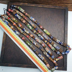 Venetian Millefiori Style beads with African Glass skunk eye beads Necklace