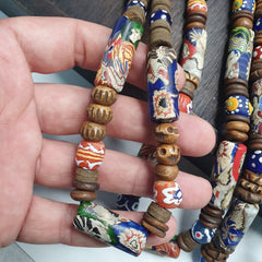 Venetian Millefiori Style beads with African Glass skunk eye beads Necklace