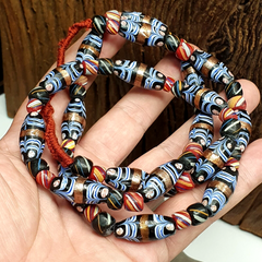 Venetian Inspired Millefiori Aventurine Fancy FEATHER glass beads