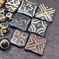 Lot 29 Antique Vintange PUMTEK PYU Beads Rare pattern SILKY PATINA