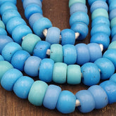 Vintage OLD AFRICAN Blue Vaseline GLASS ANTIQUE BEADS 11-12MM beads Strand
