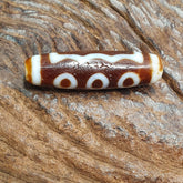Vintage Tibetan Himalayan 5 Eyes Unique pattern Agate stone Dzi Bead Amulet