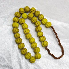 BEAUTIFUL OLD AFRICAN Melon Yellow GLASS Vintage BEADS Strand 16MM