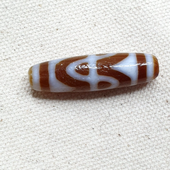 Tibetan Himalayan ZIG ZAG Tiger Tooth pattern Dzi Agate Bead Amulet