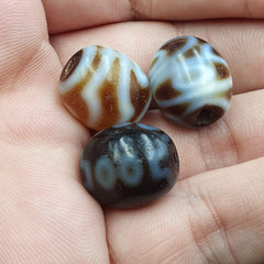 Lot 3 Himalayan Indo Tibetan rare Patterns Dzi Agate Amulet Beads