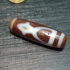 Tibetan Old Agate Dzi Bead " Unique Tasso Pattern " Amulet Pendant