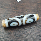 Vintage Indo Tibetan 3 Eyes rare Patterns Dzi chung agate Amulet Bead