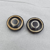 Lot 2 Pcs Tibetan Luk Mik Goat Eye Agate Stone Decorated Beads