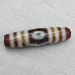 Vintage Indo Tibetan 3 Eyes rare Patterns Dzi chung agate Amulet Bead 48.9mm
