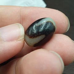 Lot 4 Beads Indo Tibetan Tiger Teeth Zigzag Pattern Agate Dzi Amulet Beads