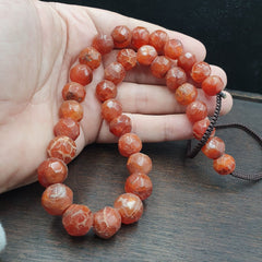 Vintage Himalayan Tibetan Carnelian Agate faceted cut Beads Necklaces #13